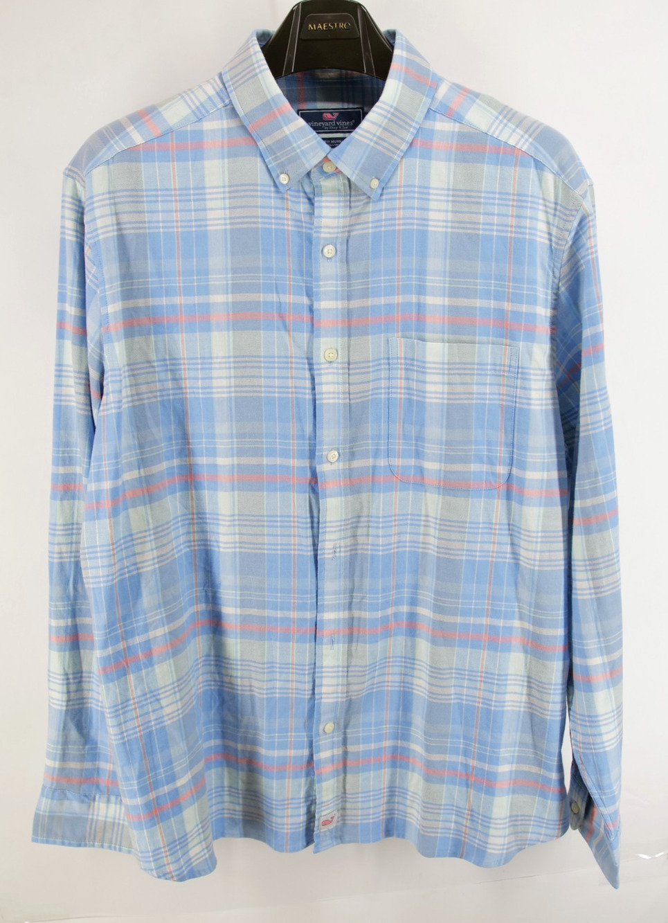 Vineyard Vines Classic Fit Murray Shirt Mens XL Plaid Button Down Cotton/Linen